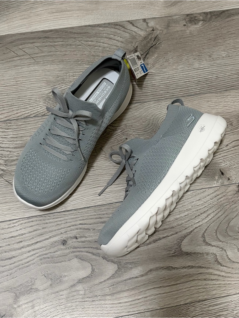 Skechers GoWalk Grey Knit Slip-On Sneakers